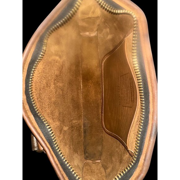 VTG Coach Slim Compact Satchel 9425 Tabac Leather Brass Early 80s NYC Made Bag - Picture 6 of 8